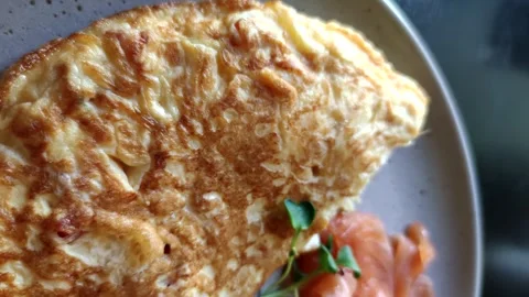 Breakfast dish with scrambled eggs Stock Footage 282818075