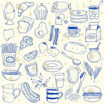 Breakfast doodles Stock Illustration