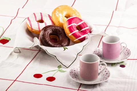 Breakfast doughnuts Stock Photos