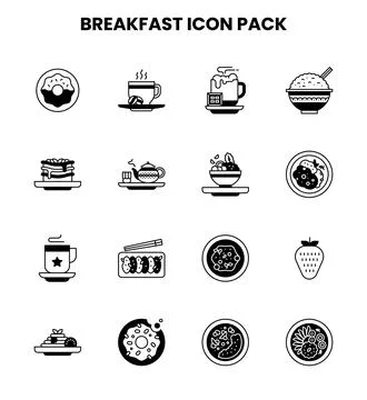 Breakfast DuoTone Design Icons Pack Stock Illustration