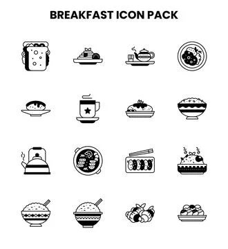 Breakfast DuoTone Graphics Icons Pack Stock Illustration