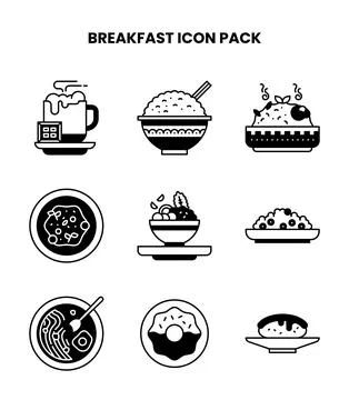 Breakfast DuoTone Graphics Icons Pack Stock Illustration