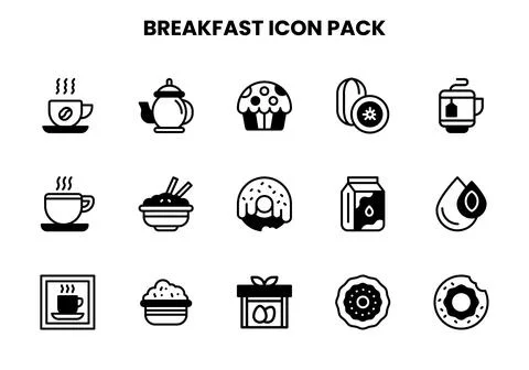 Breakfast DuoTone Graphics Icons Pack Stock Illustration