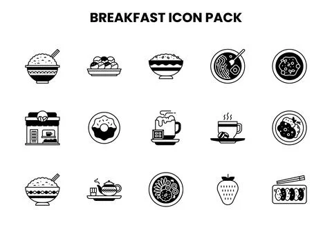 Breakfast DuoTone Graphics Icons Pack Stock Illustration