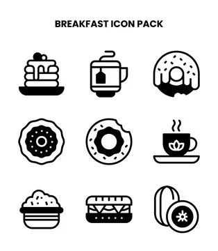 Breakfast DuoTone Icons Pack Stock Illustration