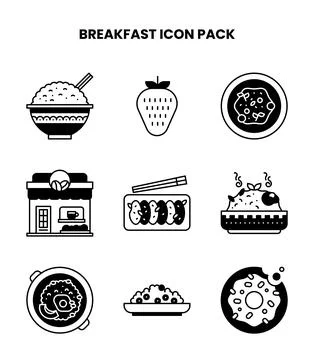Breakfast DuoTone UI Icons Pack Stock Illustration