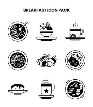 Breakfast DuoTone UI Icons Pack Stock Illustration