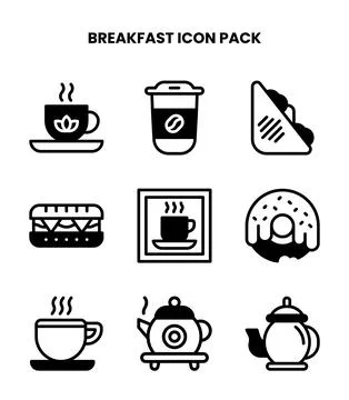 Breakfast DuoTone Vector Icons Pack Stock Illustration