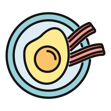 Breakfast egg and bacon plate icon illustrating morning meal Stock Illustration