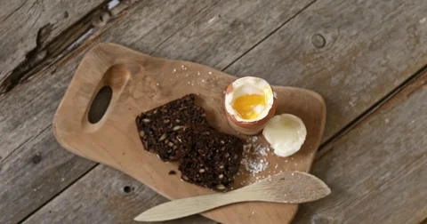Breakfast egg and bread Stock Footage 84712829