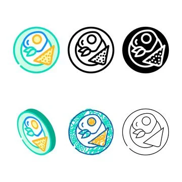 Breakfast egg chicken farm styleset food color icon vector Illustrazione stock