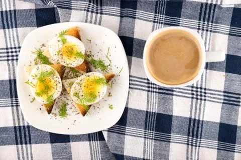 Breakfast egg toast Stock Photos