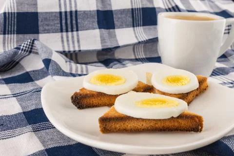 Breakfast egg toast05 Stock Photos