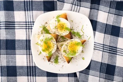 Breakfast egg toast07 Stock Photos