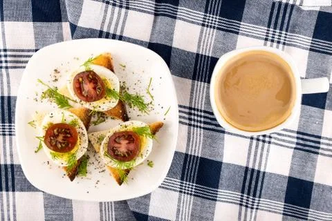 Breakfast egg toast08 Stock Photos