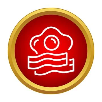 Breakfast eggs and bacon concept line art icon Stock Illustration