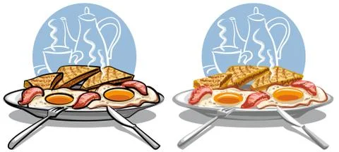 Breakfast with eggs and bacon Stock Illustration