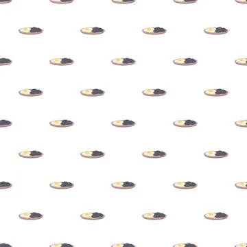 Breakfast eggs and caviar pattern repeating design Stock Illustration