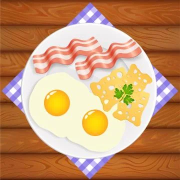 BREAKFAST EGGS BACON CHEESE Stock-Illustration