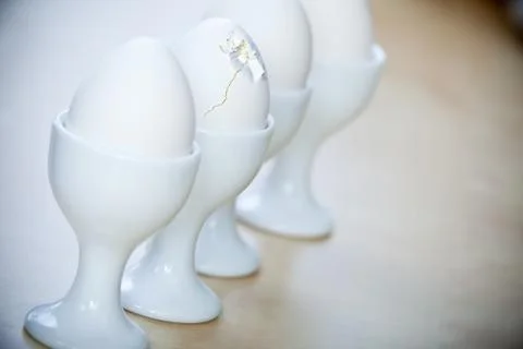 Breakfast eggs in egg cup Stock-Fotos