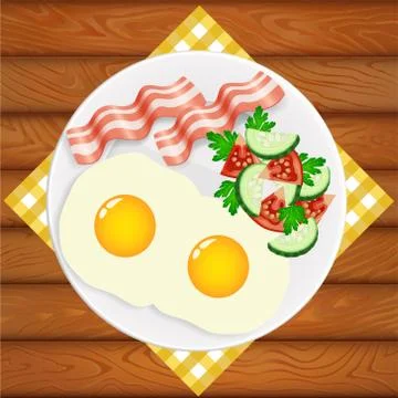 BREAKFAST EGGS SALAD BACON Stock Illustration