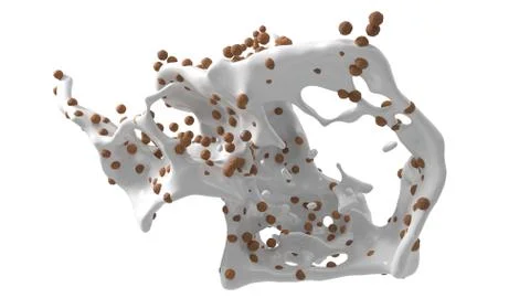 Breakfast flakes mixed with milk. 3d illustration. Stock Illustration