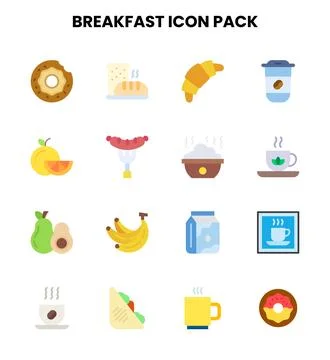 Breakfast Flat Design Icons Pack Stock Illustration