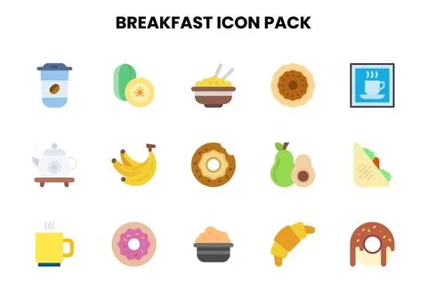 Breakfast Flat Design Icons Pack Stock Illustration
