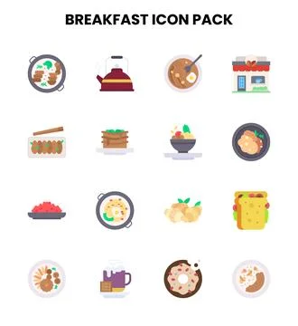 Breakfast Flat Design Icons Pack Stock Illustration