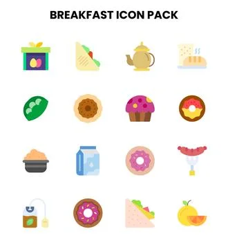 Breakfast Flat Design Icons Pack Stock Illustration