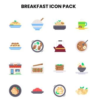 Breakfast Flat Icons Pack Stock Illustration