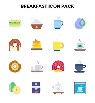 Breakfast Flat Icons Pack Stock Illustration