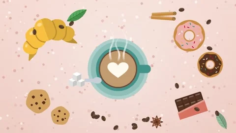 Breakfast flat lay with cappuccino 库存影片 348618030