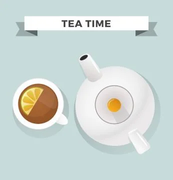 Breakfast flat top view set icons silhouette illustrations Stock Illustration