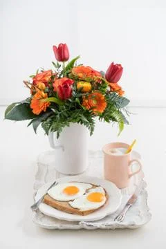Breakfast with flowers Foto stock