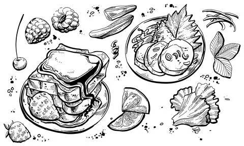 Breakfast food and element 스톡 일러스트