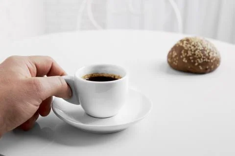 Breakfast food morning coffee bun sesame healthy food Photos