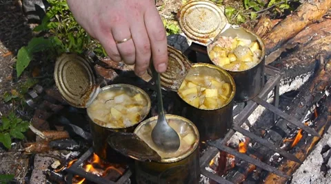 Breakfast in forest Stock Footage 7758951