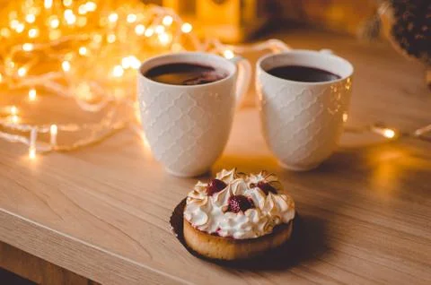 Breakfast, fragrant coffee with biscuits 写真素材