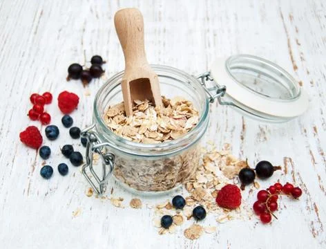 Breakfast with fresh berries Stock Photos