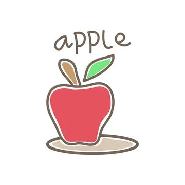 Breakfast fresh fruit apple line and fill style vector illustration. Illustrazione stock