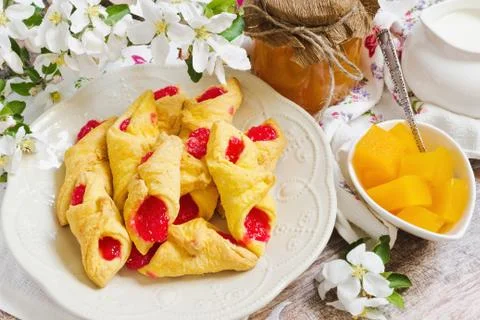 Breakfast of fresh scones Stock Photos