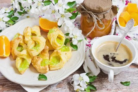 Breakfast of fresh scones Stock Photos