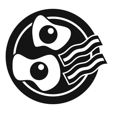 Breakfast fried egg bacon icon simple vector. Food plate Stock Illustration