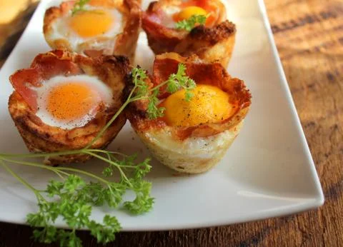 Breakfast - fried egg with bacon Foto stock