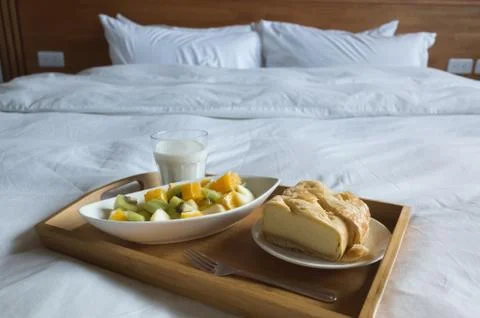 Breakfast with fruit and cake Stock Photos