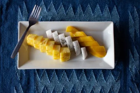 Breakfast fruit plate Stock Photos