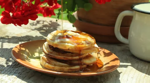Breakfast in a garden Stock Footage 24235357