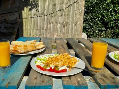 Breakfast in the garden Stock Photos