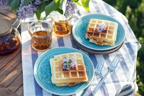 Breakfast in the garden Stock Photos